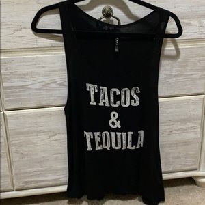 Tacos & Tequila Black Tank Top